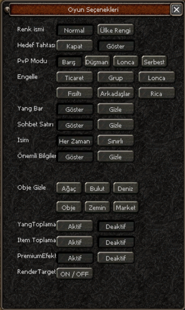 Oyun Seçenekleri